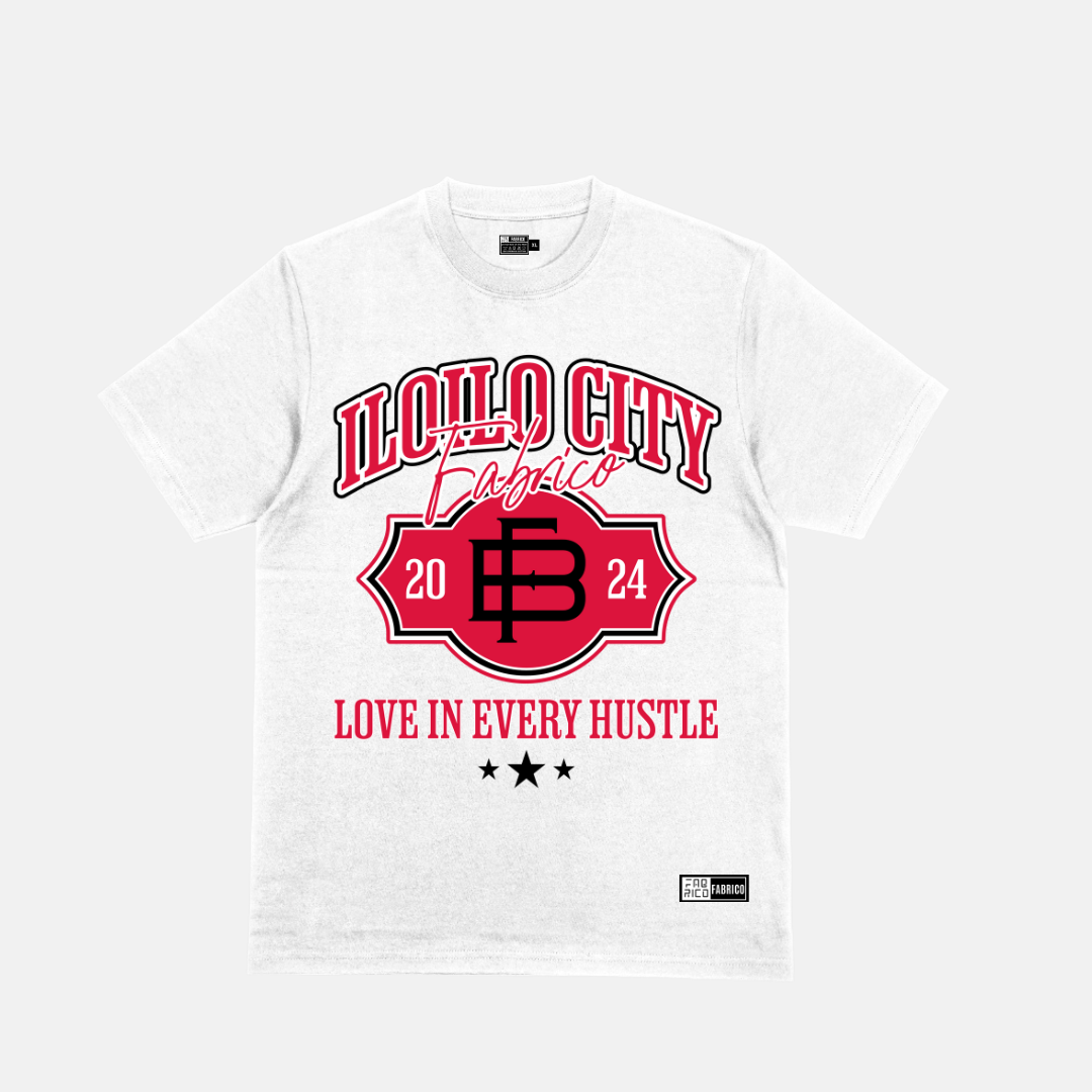 Iloilo City Varsity Hustle Tee – White Crimson Red
