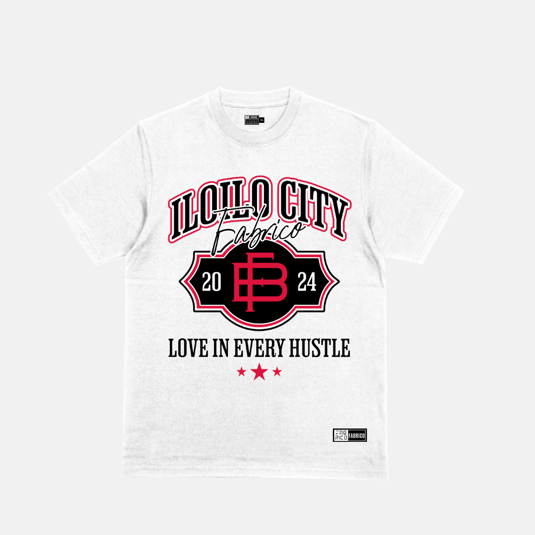 Iloilo City Varsity Hustle Tee – White Red on Black