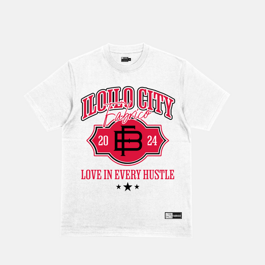 Iloilo City Varsity Hustle Tee – White Crimson Red